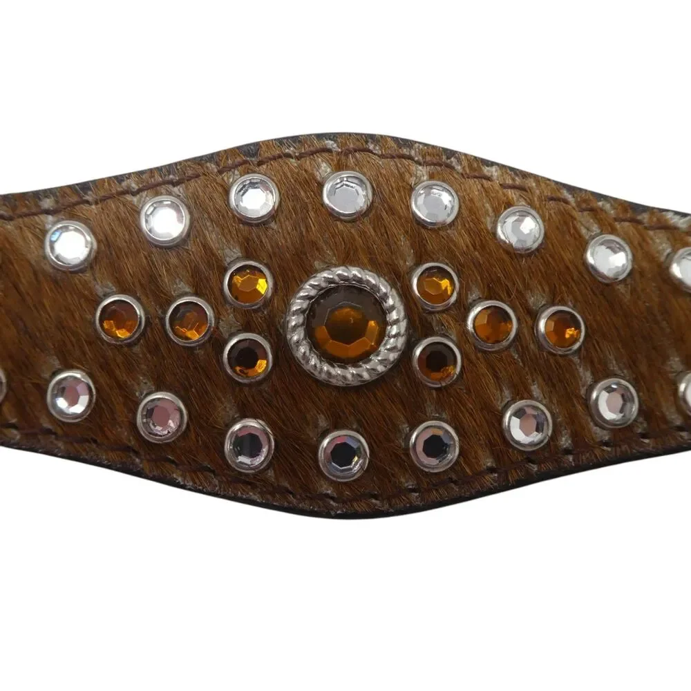 3D Belt Company Rhinestone Bling Leather Calfhair Western Belt